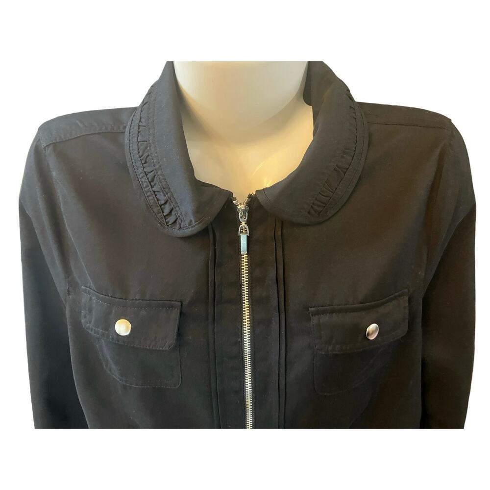 Allison Daley Women's Black Full Zip  Long-Sleeve Chest Pocket Jacket SZ 12 - Picture 5 of 9